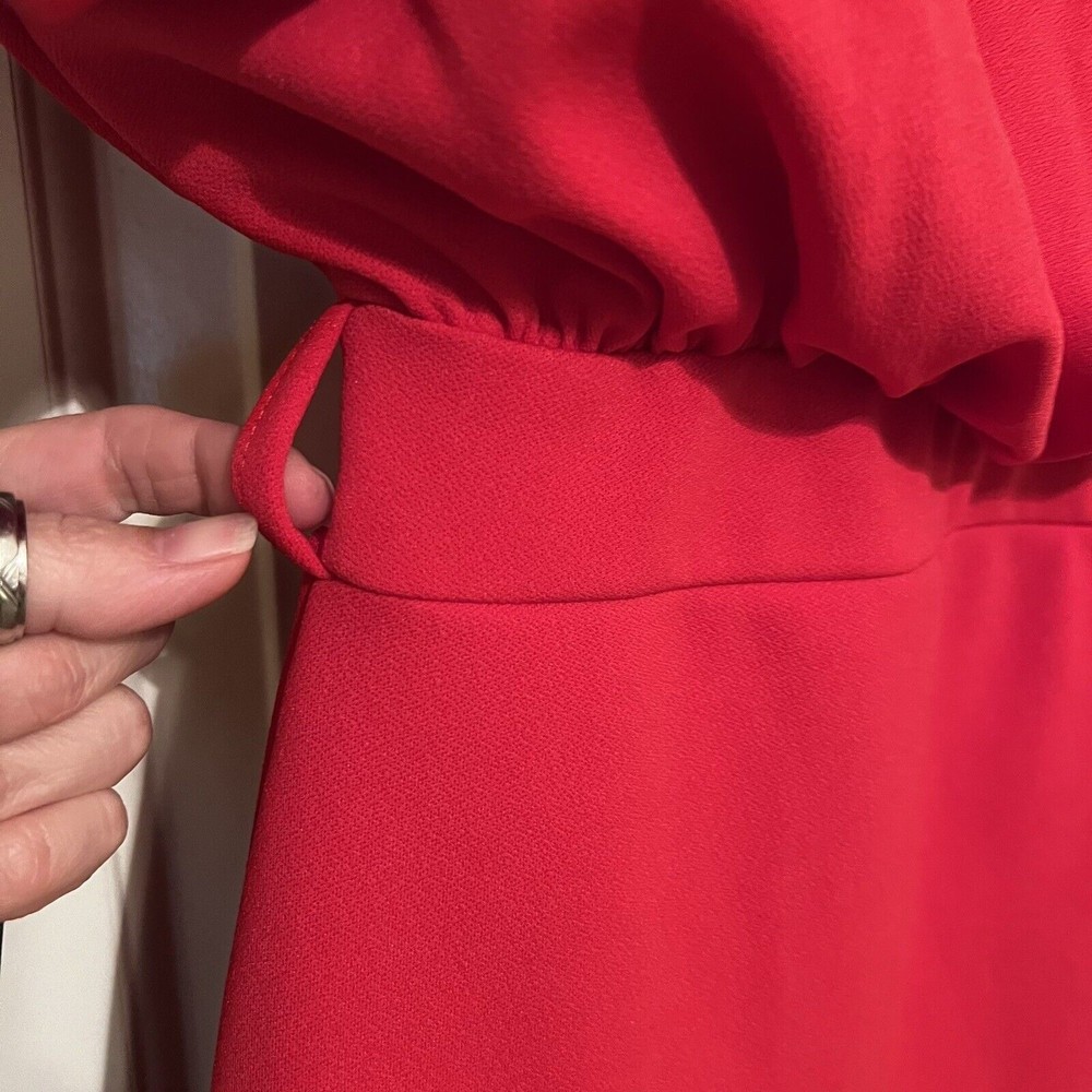 Pretty Little Thing Wrap Front Red Flutter Kimono Sleeve Midi Dress Size 8 NWT - Picture 7 of 16
